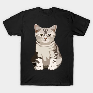 Striped Kitten - Hand-Drawn T-Shirt